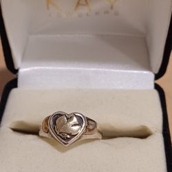 Vintage Retired James Avery Sterling Silver 14kt Gold Dove Heart Ring Women's Size 7