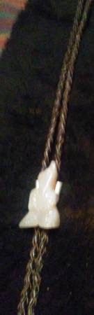 Bolo Tie with Carved White Stone Pendant