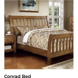 California King Rustic Oak Bed Frame