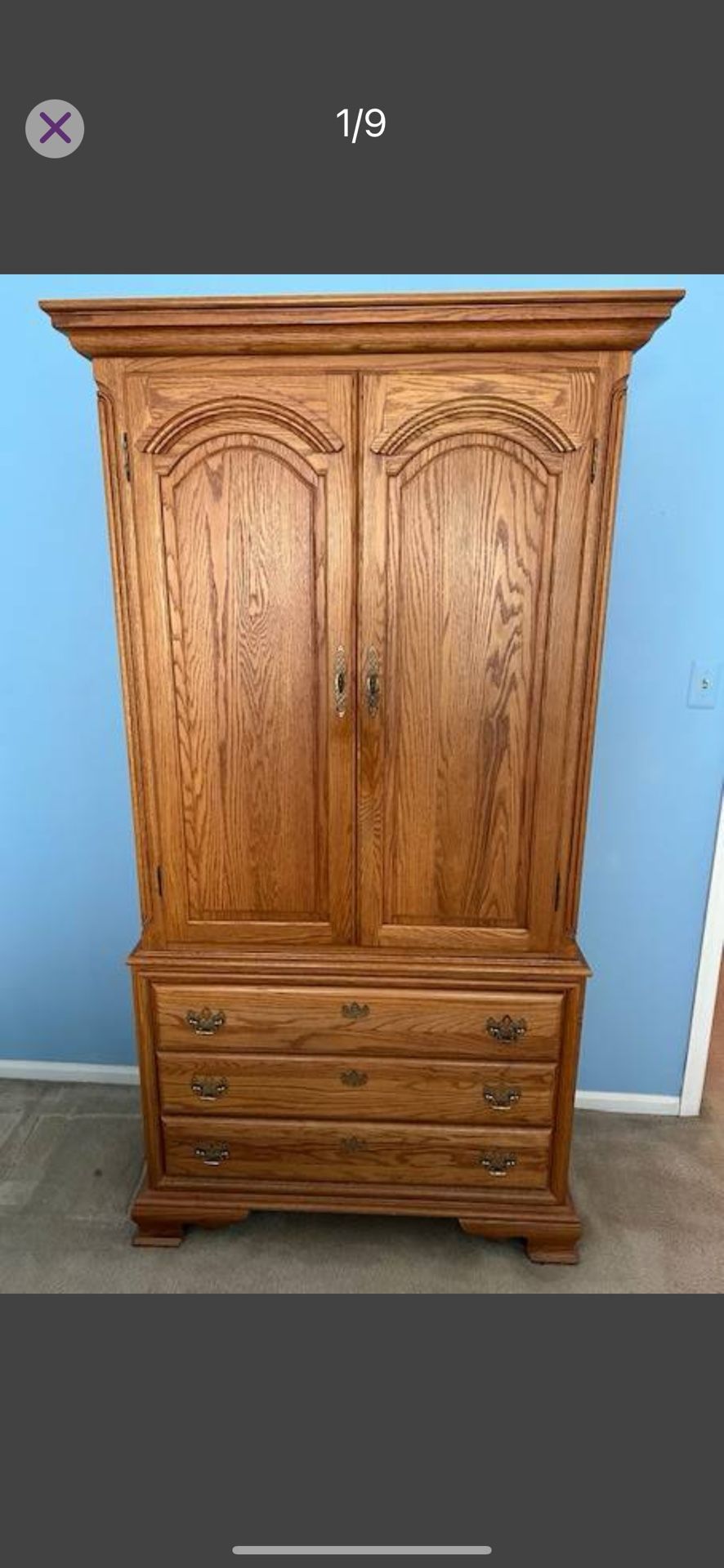 Armoire in Light Oak 6 Drawers, 2 Shelves, 2 Doors Excellent!