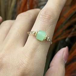 Gold green jade open ring,Gold open ring