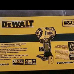 Brand New Dewalt 20v Brushless Impact Wrench Compact Size 1/2" Tool Only No Battery Sealed Box $150