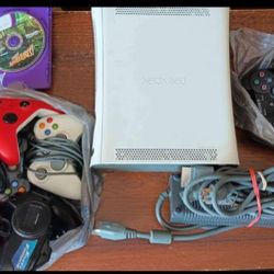 xbox 360 for parts w/power supply, controllers, games Playstation controllers, etc for parts/repair