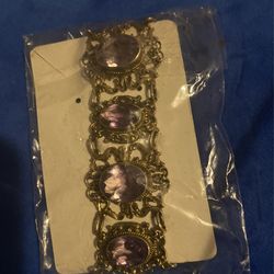 Sterling Silver Vintage Bracelet  With Large Amethyst  Stones. 