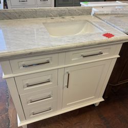 Sonoma 36 in. Single Sink Freestanding White Bath Vanity with Carrara Marble Top