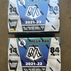 2021-22 Panini Mosaic Premier League Soccer Trading Cards Mega Box SEALED