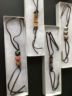 Handmade bracelets w/leather band GREAT FALL COLORS!! $5ea. Or 3 for $12!!