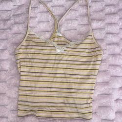 Striped lace cami tank with bow – size L