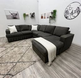 Living Spaces Gray Sectional Couch - Free Delivery