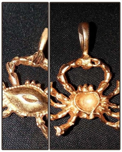 VINTAGE GOLD CRAB NECKLACE BRACELET PENDANT CHARM CANCER ZODIAC HOROSCOPE ASTROLOGY JEWELRY