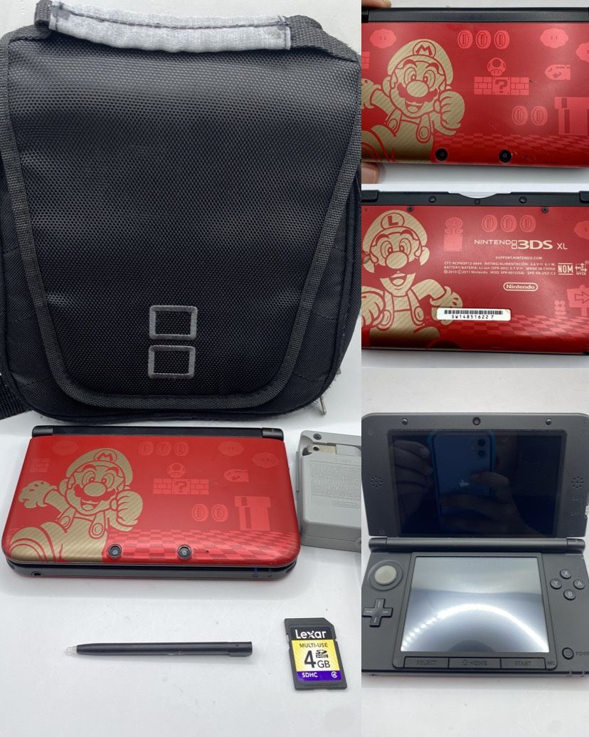 Nintendo 3DS XL Limited Edition Super Mario Bros 2 Red W Charger Case SD Stylus
