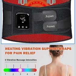 Joyset Cordless Heating Pad for Back Pain Relief,47-60" Lower Back Massager with 5 Heat 5 Vibration,Portable Wearable Heating Pad for Cramps,Birthday 