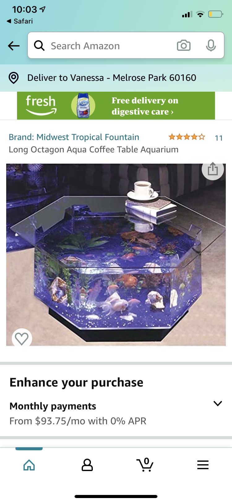 Glass Fish Octagon Table 
