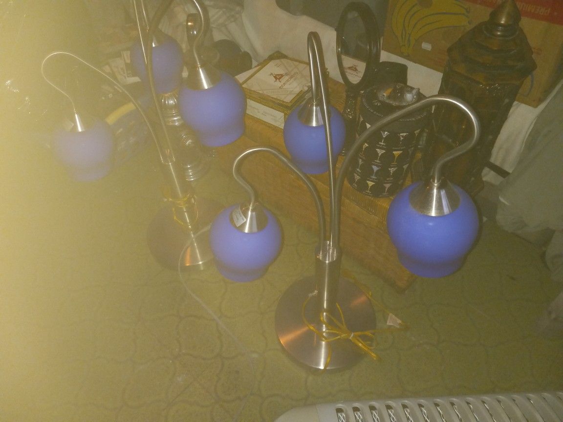 (2) Blue Lamps