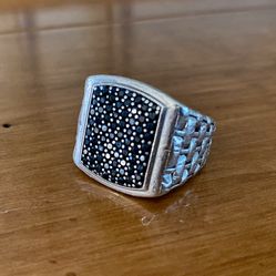 MGW Men's Sterling Silver Black Sapphire Square (2 ct. t.w.) Ring size 10.5