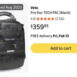 Veto Pro Pack Blackout  (trade For Dewalt Framing Nailer Battery)
