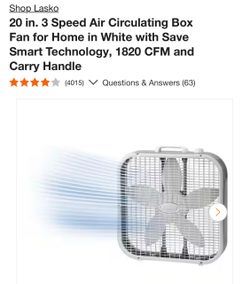 Lasko 20 in. 3-Speed Box Fan White