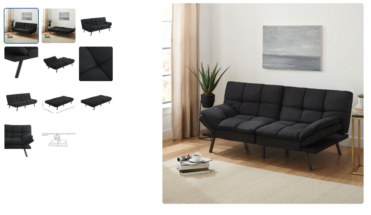 Memory foam Futon 72” Black