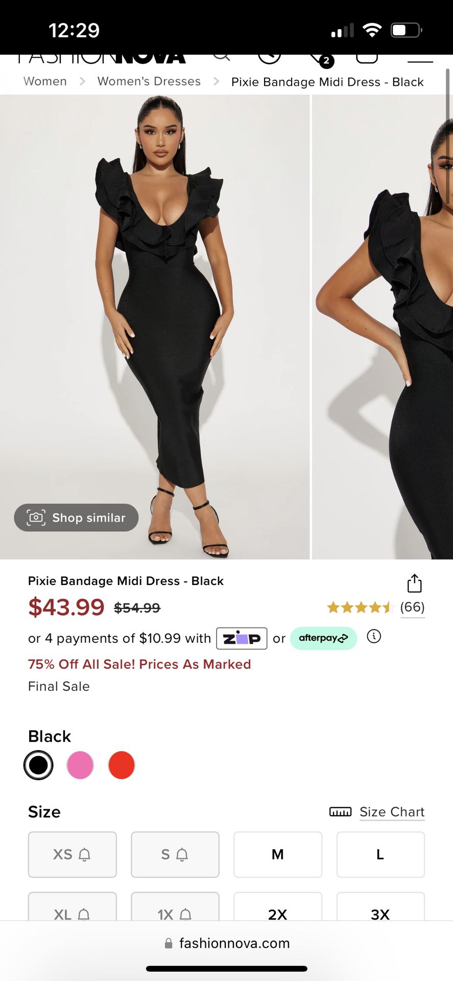 Pixie Bandage Midi Dress - Black Size XL