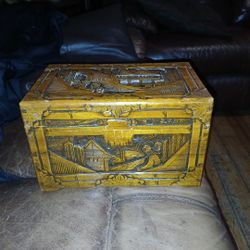 Vintage Chinese Camphor Wood Carved Box 12" X 7.5" X 7.5"