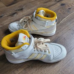 Adidas Originals Forum Mid Cloud White Yellow Basketball Shoes Sneakers Sz 6.5
