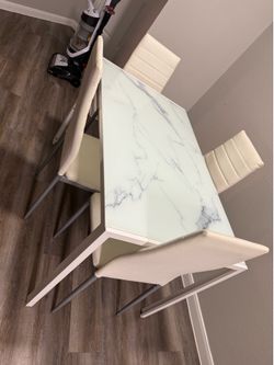 White glass table