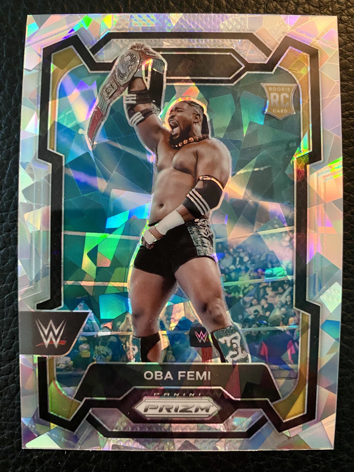 OBA FEMI 2024 Panini Prizm WWE #199 ROOKIE CARD CRACKED ICE PRIZM!