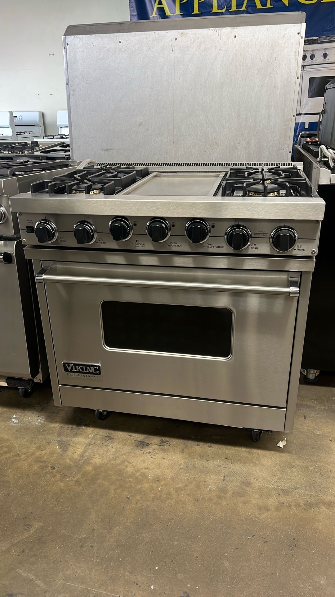VIKING 36”WIDE DUAL FUEL RANGE STOVE STAINLESS STEEL 
