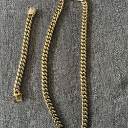 Gold Plated Chain And Bracelet 