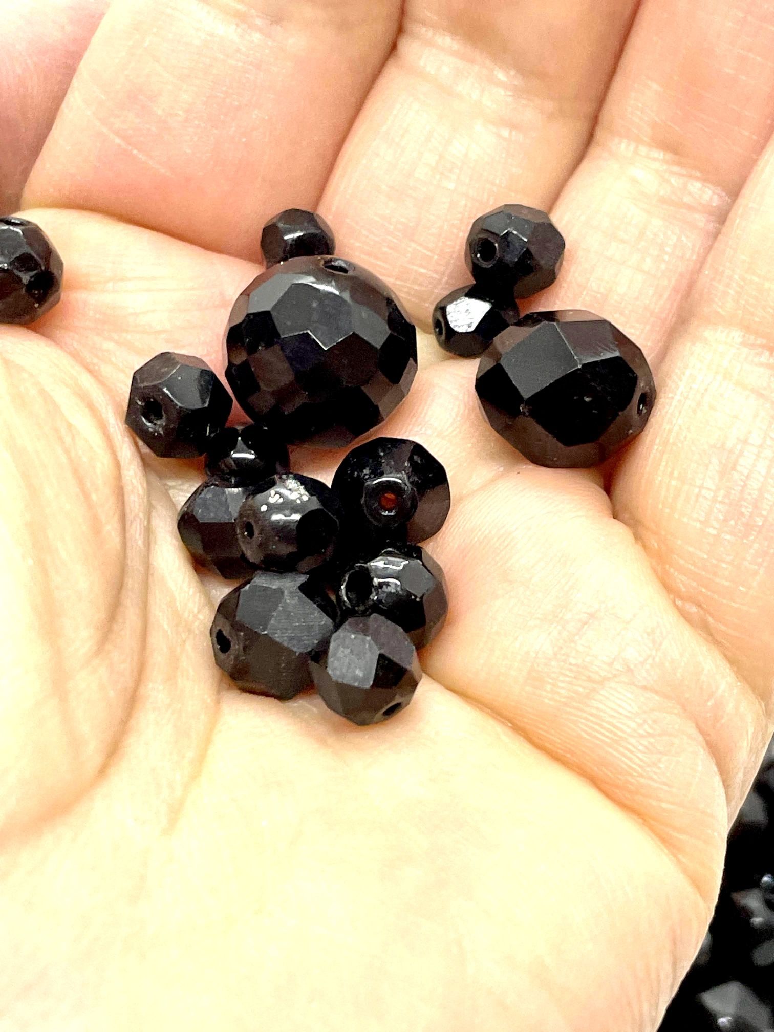 Antique Mourning Crystal Beads
