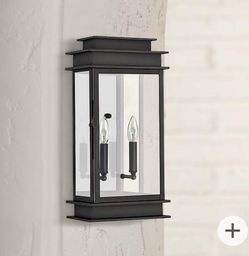 Livex Lighting Princeton 2 Light 19 Inch Single Black Outdoor Wall Sconce with Clear Glass Shades