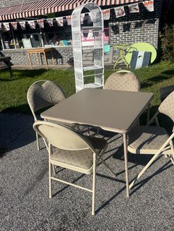 Folding Card Table Set w/ 4 Upholstered Padded Chairs