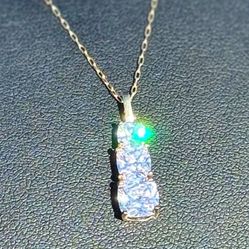 14k yellow gold 2 CT CZ stone pendant Necklace & 14k yellow gold 15” chain Jewelry 