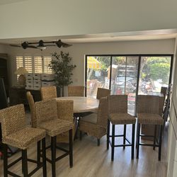 Marble Dining Room Table with 6 Chairs And 4 Matching Barstools 
