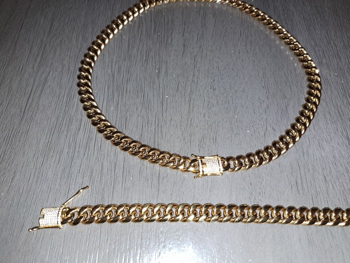 22 Inch/   Gold Plated Cuban Link 