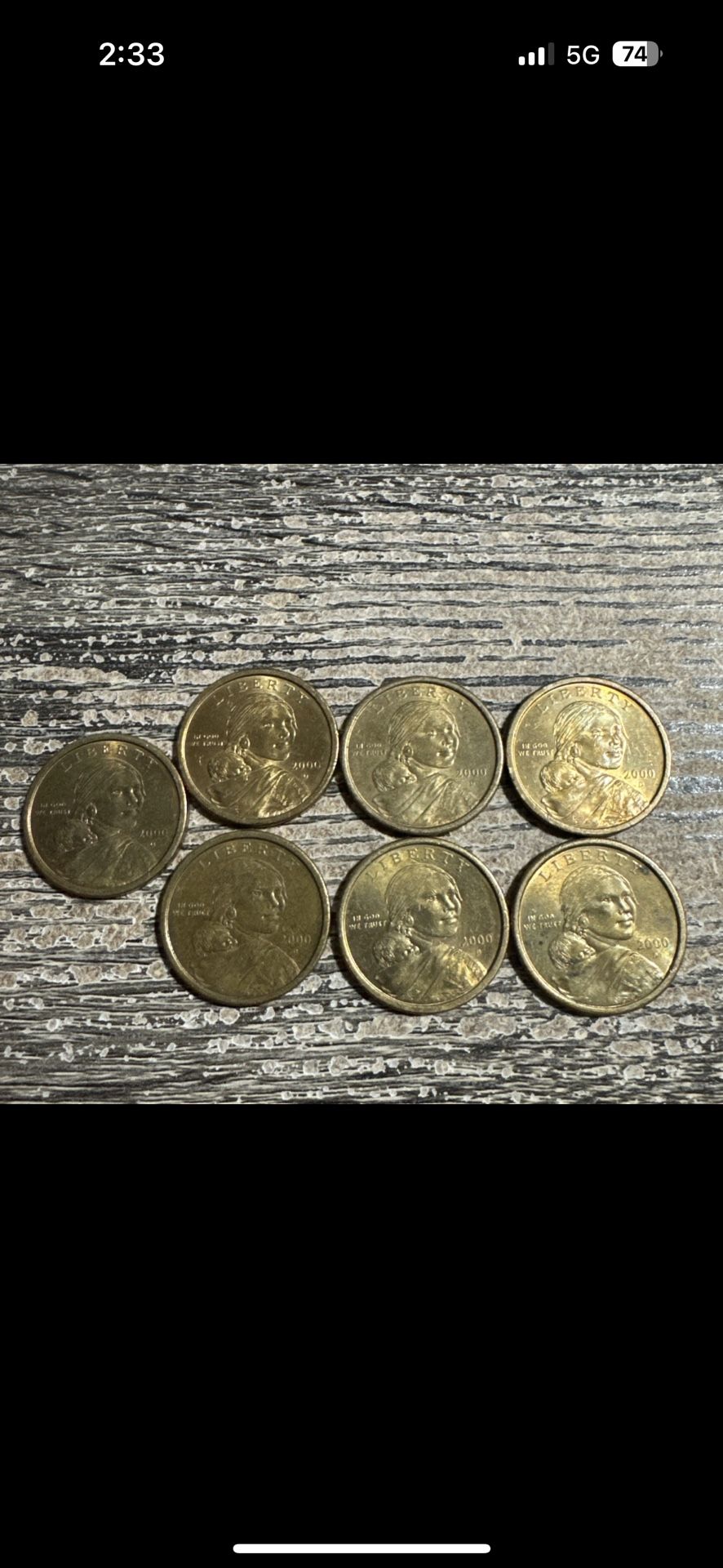 Lot Of 7 Sacagawea US Mint 2000 D Golden Dollar Coin Uncirculated