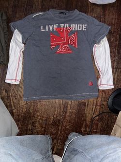 Live To Ride Iron Cross Bandana Layered Long Sleeve Shirt