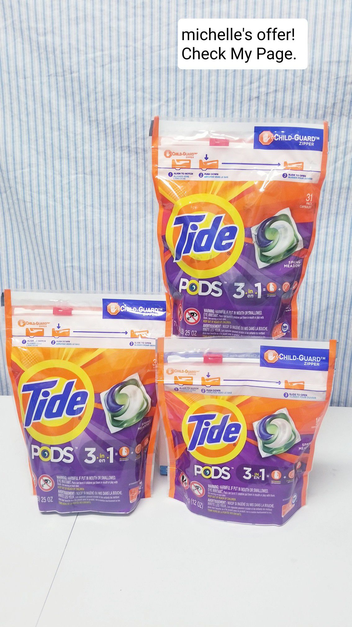 Tide pods 3in1 16ct-31 ct set/ Spring meadow