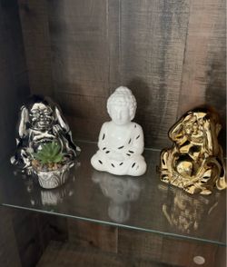 Set of 3 Ceramic Buddha Figurines