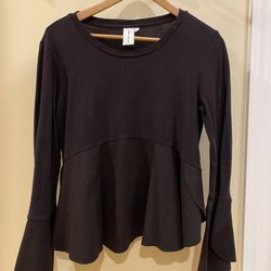 Women’s Black Tunic With Flared Sleeves And Waist
