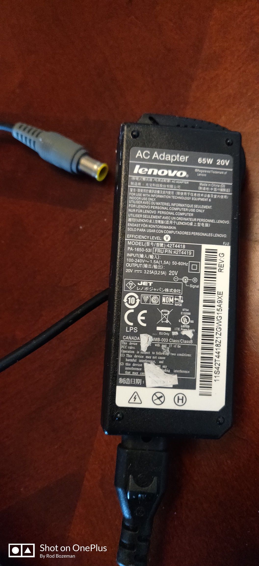 OEM Lenovo laptop charger