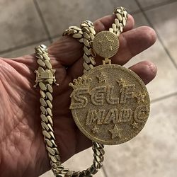 14k premium 5x gold plated ice out AAA+ simulated diamonds stones pendant and necklace