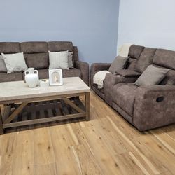 Brown Recliner Sofa Set 