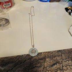 cadena con medalla de jade auténtica de plata 925 cadena 22"p"