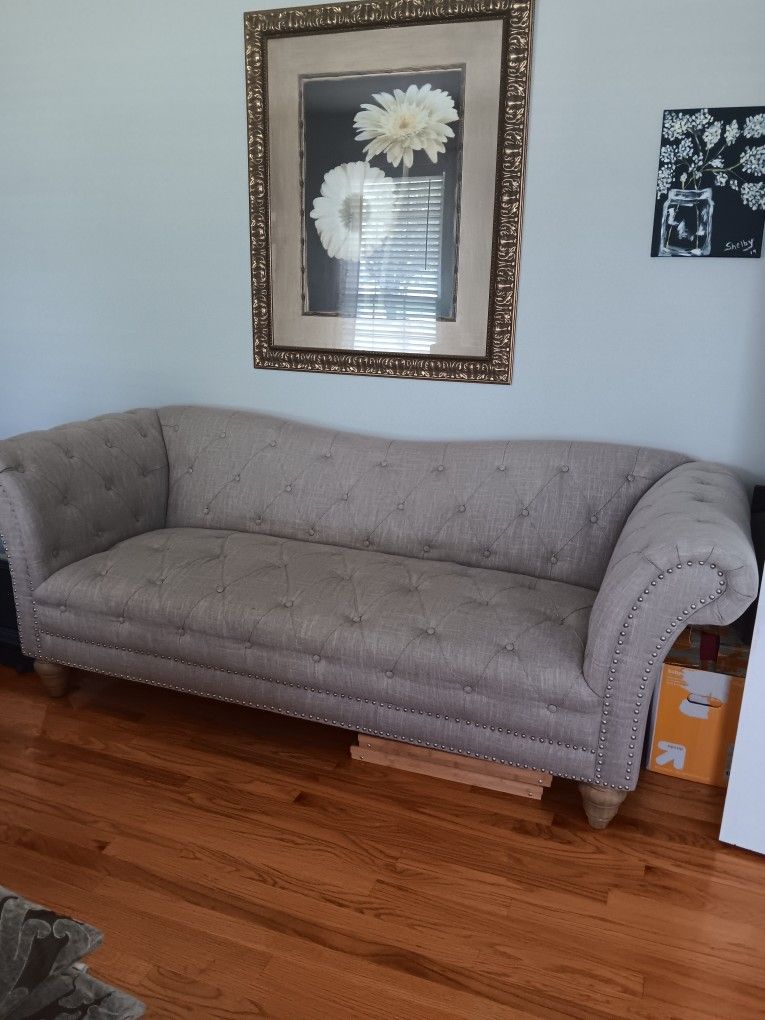 90.1" Rolled Arm Tufted Sofa