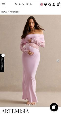 Club L Artemisia Light Pink Bardot-Neck Maternity Maxi Dress, Size 4