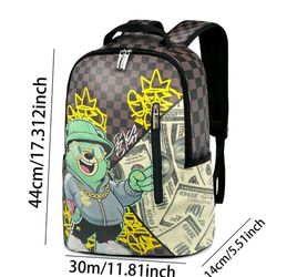 Graphic Print Backpack with Cartoon Bear Design