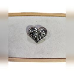 Vintage Kabana Sterling Silver Art Nouveau Style Heart Brooch 1"