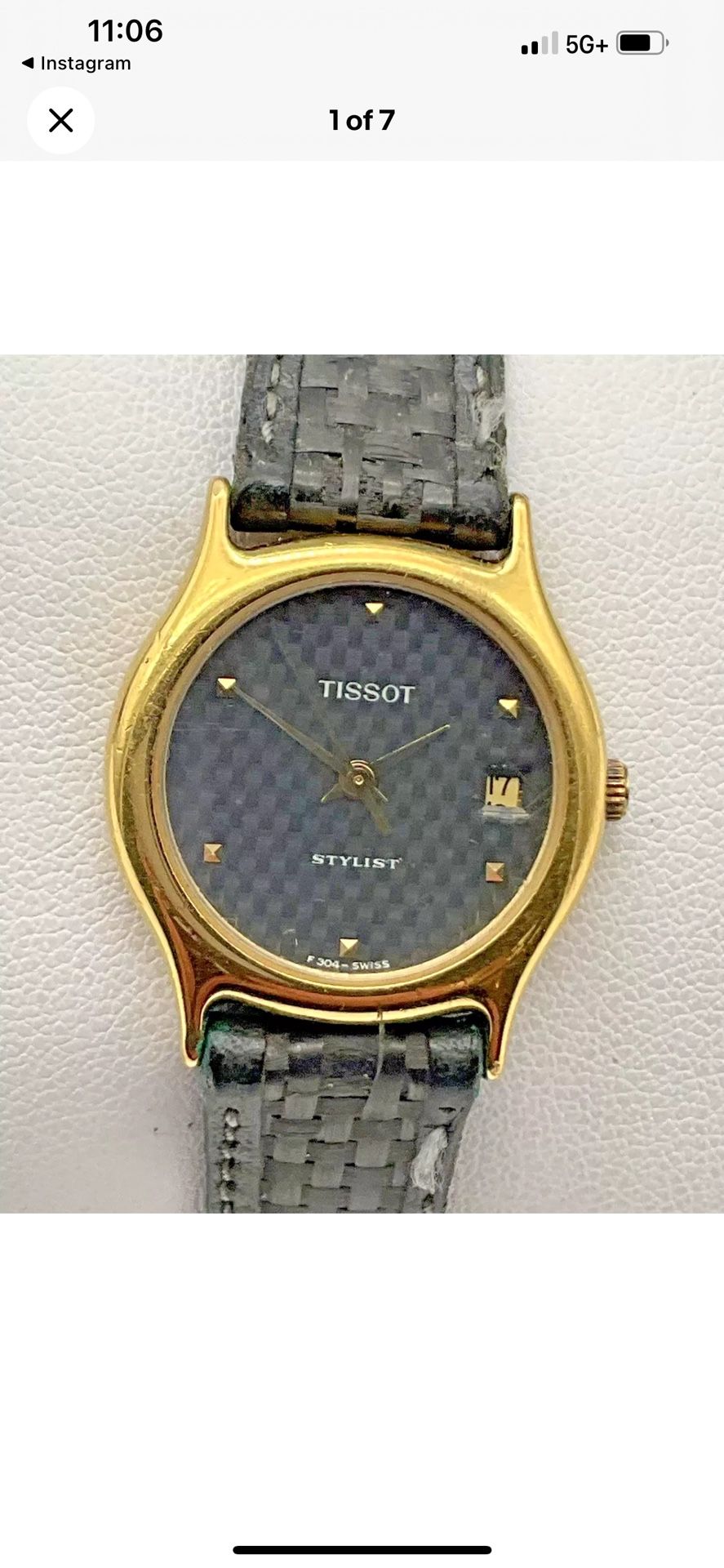 🌕🌑Luxury Vintage TISSOT Stylist Carbon Ladies Gold Plated Watch 1980s🌑🌕