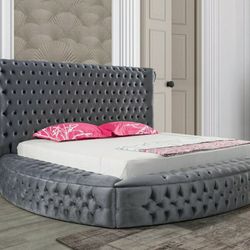 Dior Grey Velvet King Storage Platform Bed

